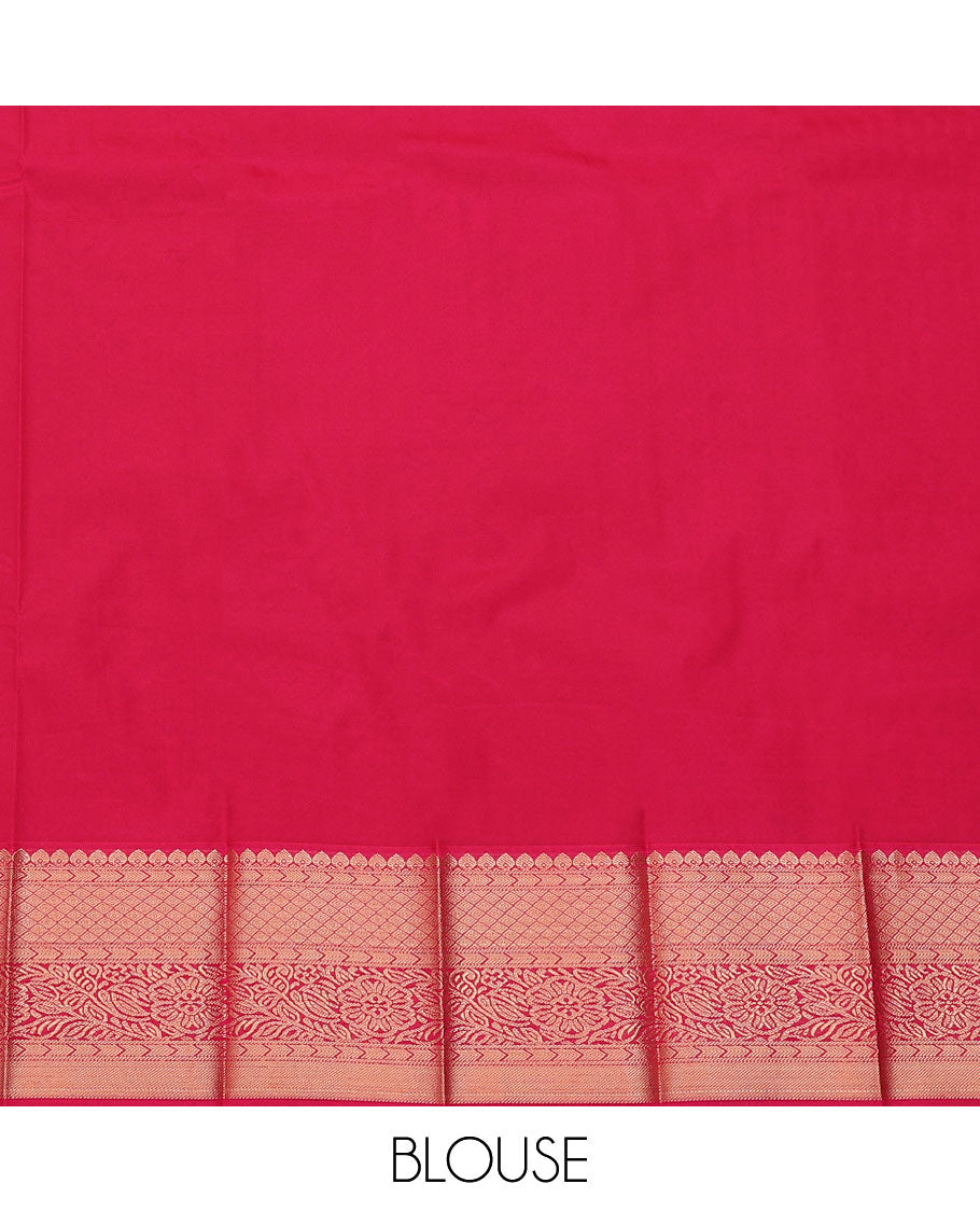 Green zari buttas budget silk saree, contrast traditional zari design border, and pallu of intricate design