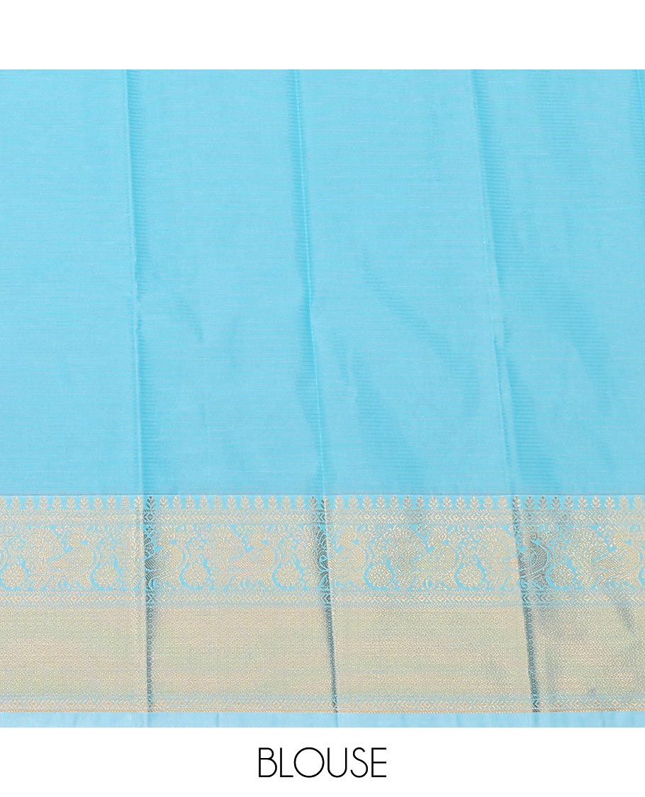 Red zari stripes, and buttas gift saree, contrast traditional zari design border, and jaal pallu