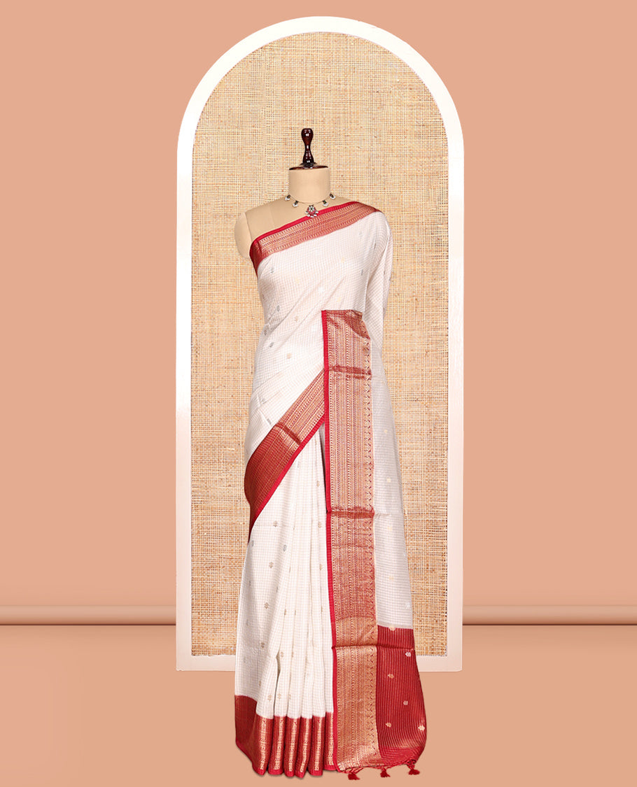 Off-White Assam Silk Saree