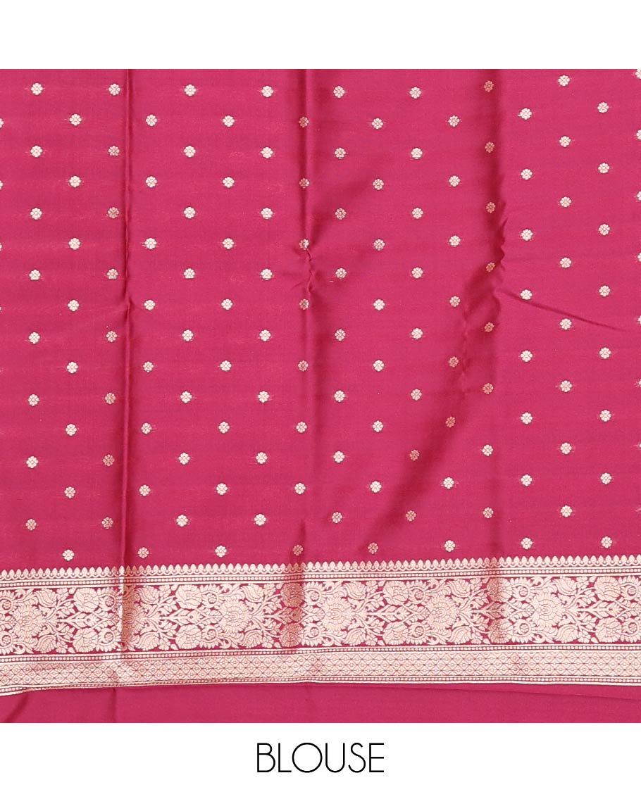 Maroon zari buttas butter silk saree, traditional zari design border & zari floral design weave pallu