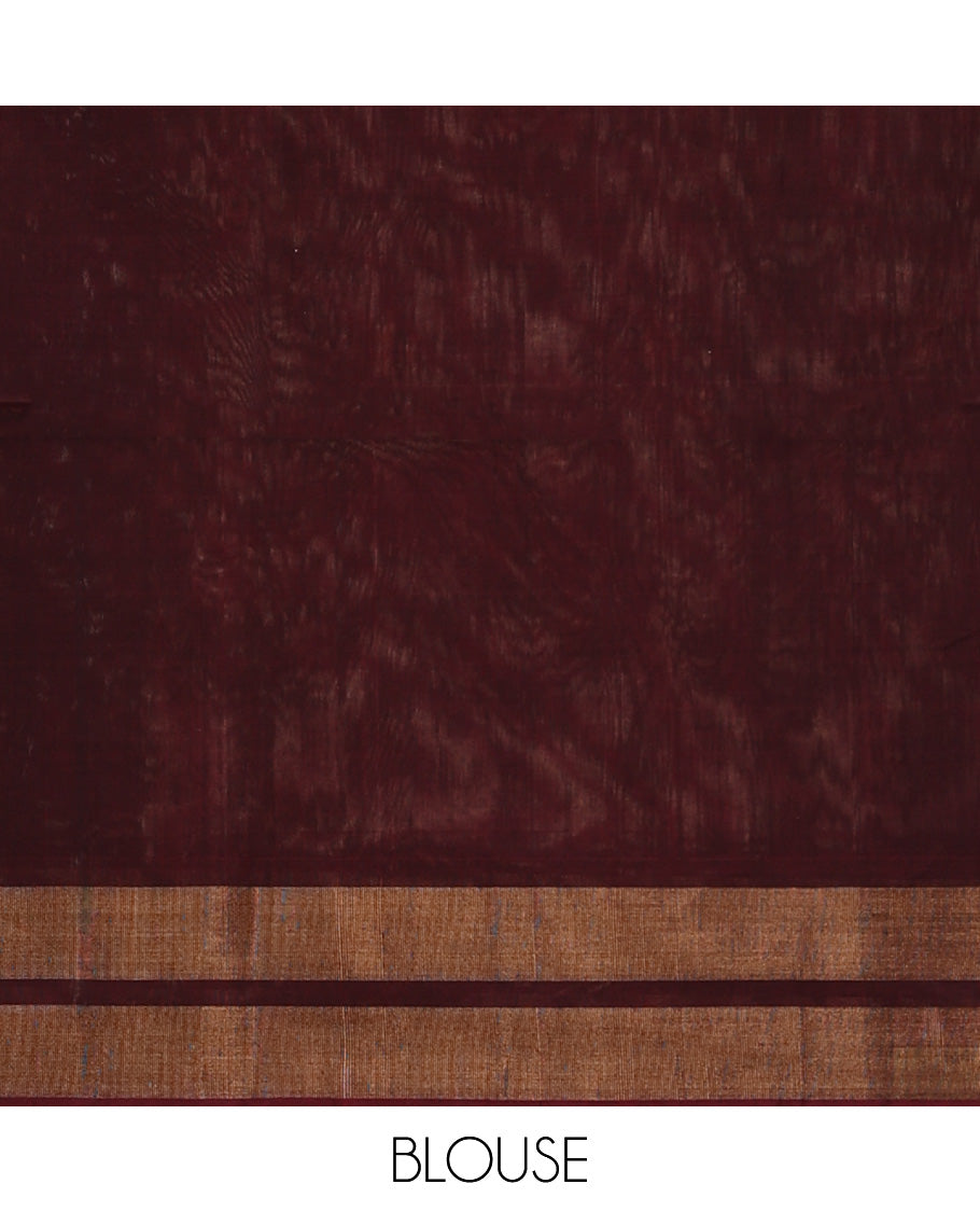 Blue Pochampally Ikkat-style designed silk cotton saree, contrast  border, and ikkat design pallu