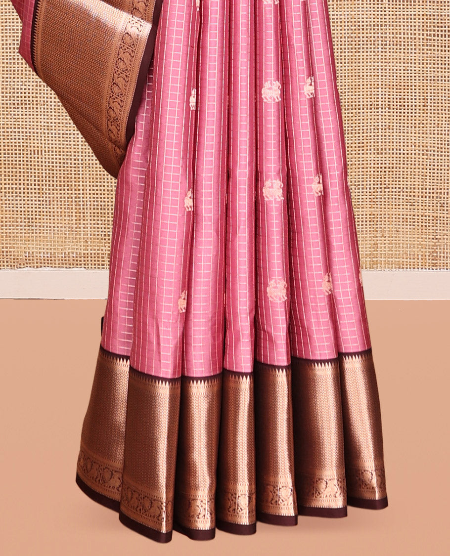 Onion Pink and Brown Vasundhara Silk Saree