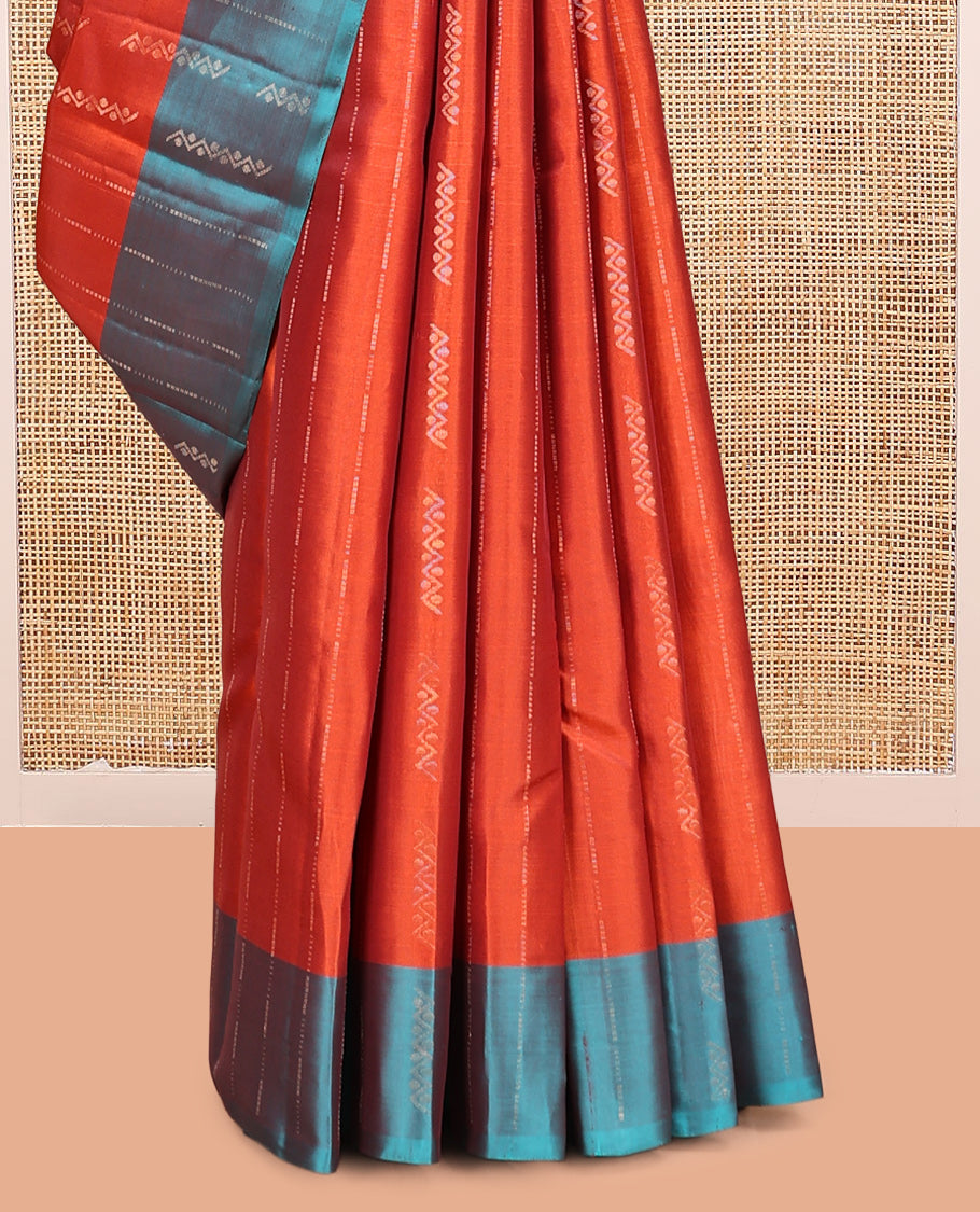 Orange Butta Mayuri Lite Silk Mix Saree