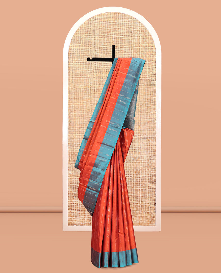 Orange Butta Mayuri Lite Silk Mix Saree