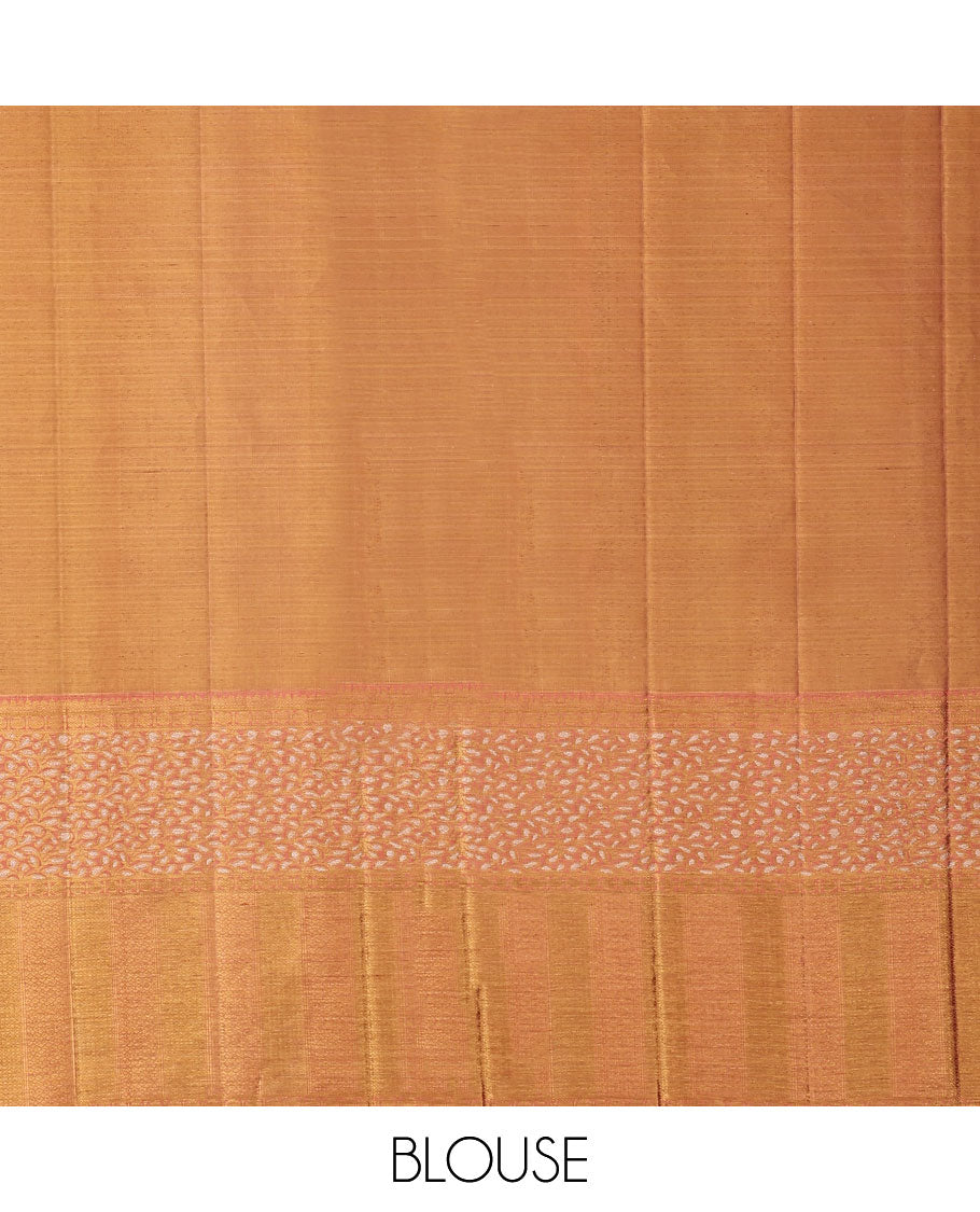 Yellow floral meenakari jacquard silk saree, contrast border of thilakam mokku,rudraksham,banaras,mayil kann & floral vine & jaal pallu