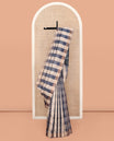 Borderless Multi-Color Checked Tussar Silk Saree, Complemented by a Contrast Animal Motifs Printed Pallu and a Contrast Blouse