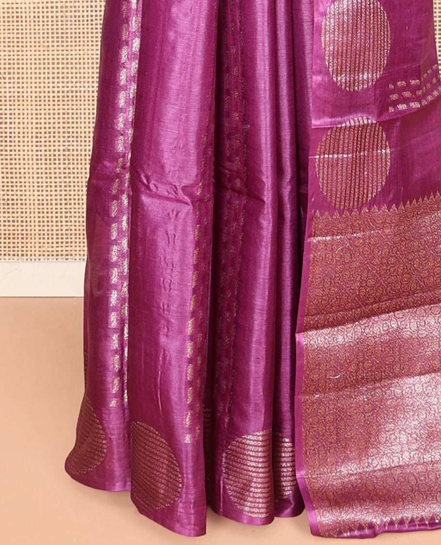 Pink Tussar Silk Saree