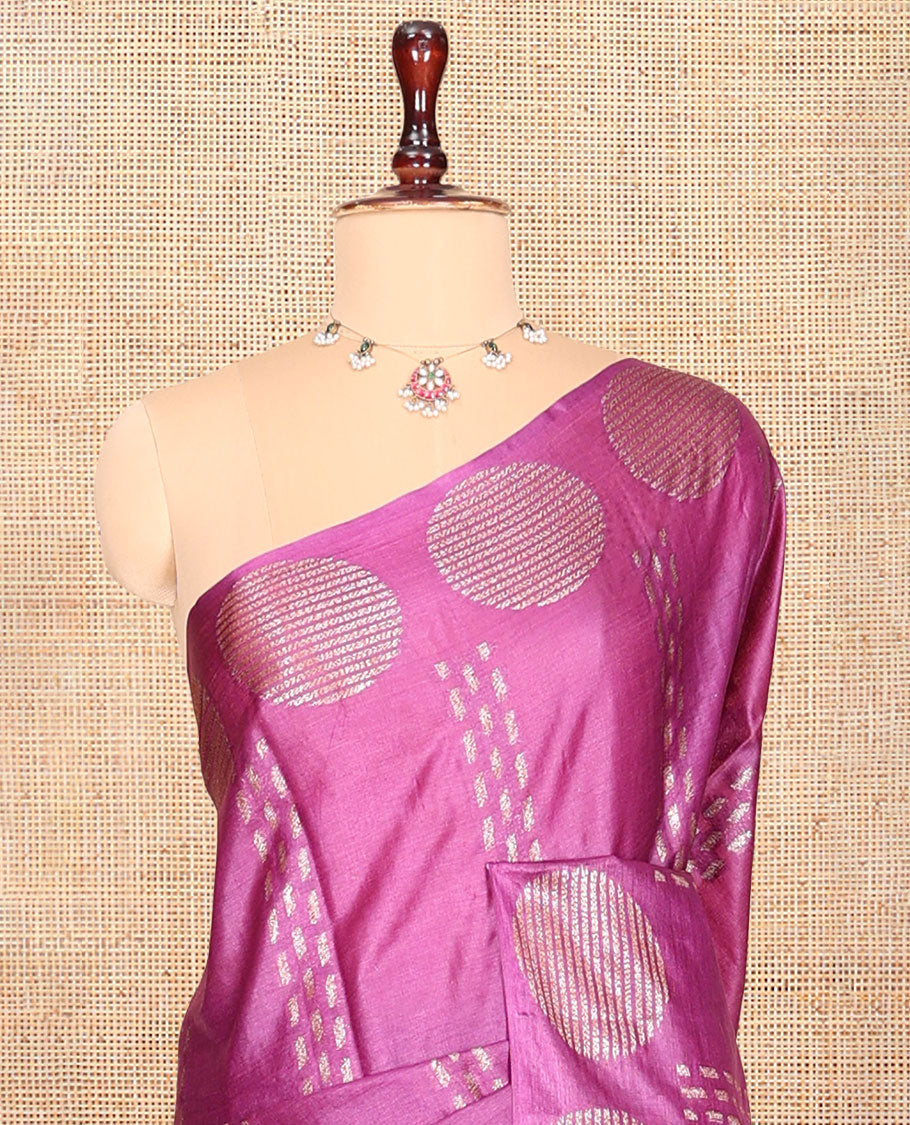 Pink Tussar Silk Saree