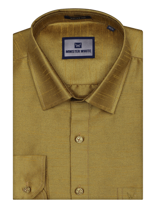 Mens Light Green Dupion Satin Color Shirt by Minister White