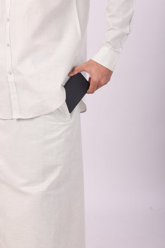 Men's Tissue Olive Green Color Flexi Dhoti Shirt Wedding Combo Maverick Flexi