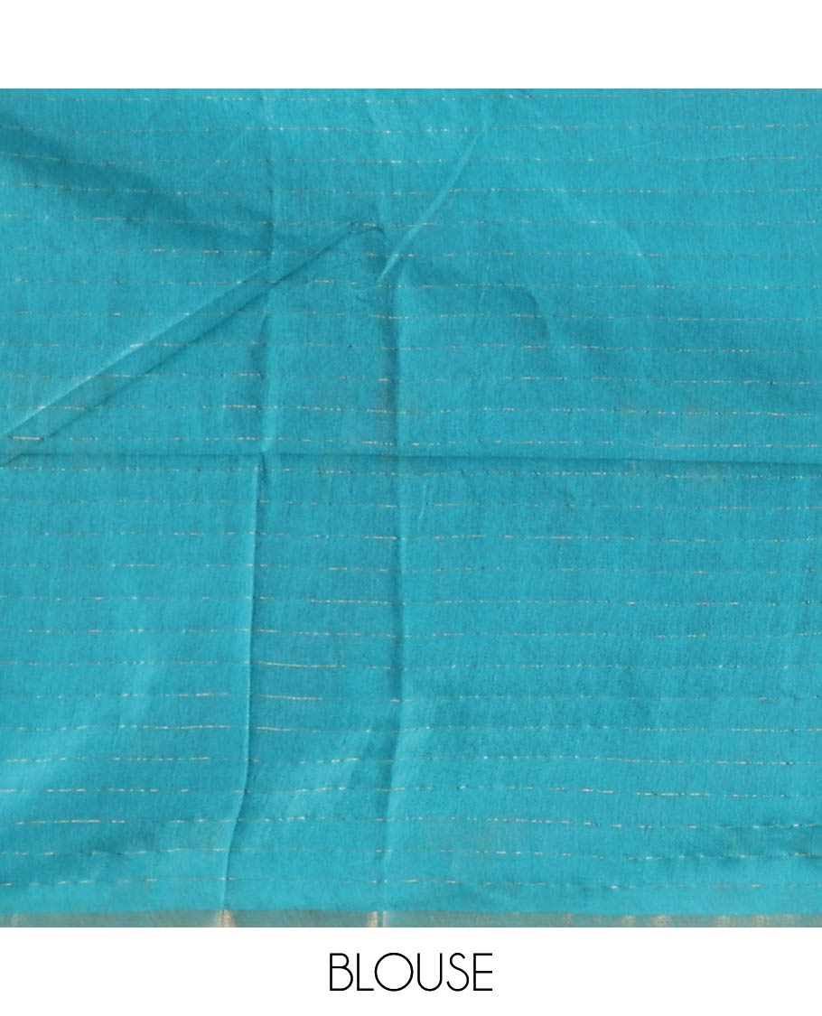 Maroon checked linen saree with contrast geometric design border & checked, geometric design pallu