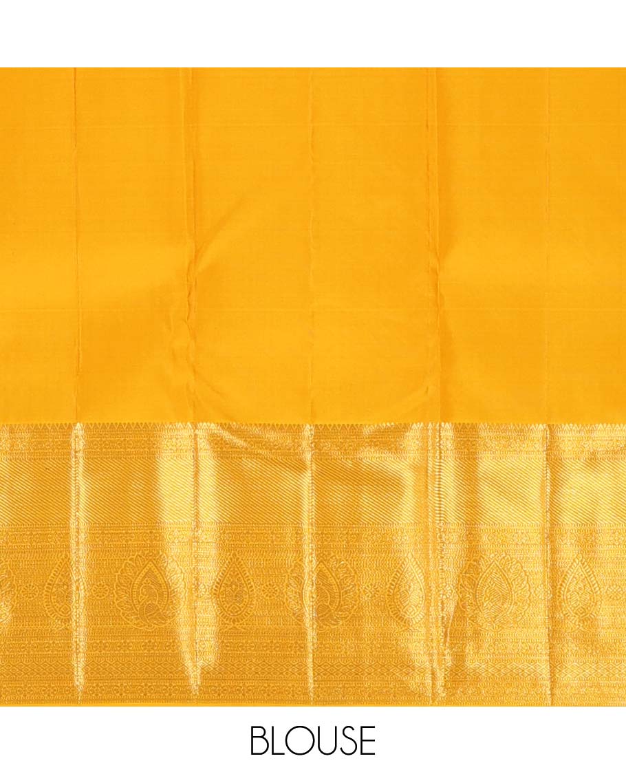 Yellow floral jaal jacquard wedding silk saree, traditional zari design border, and jaal design pallu