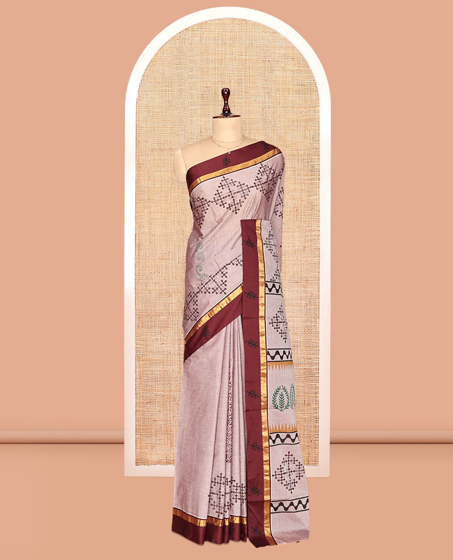 Pale Pink Chirala Cotton Saree