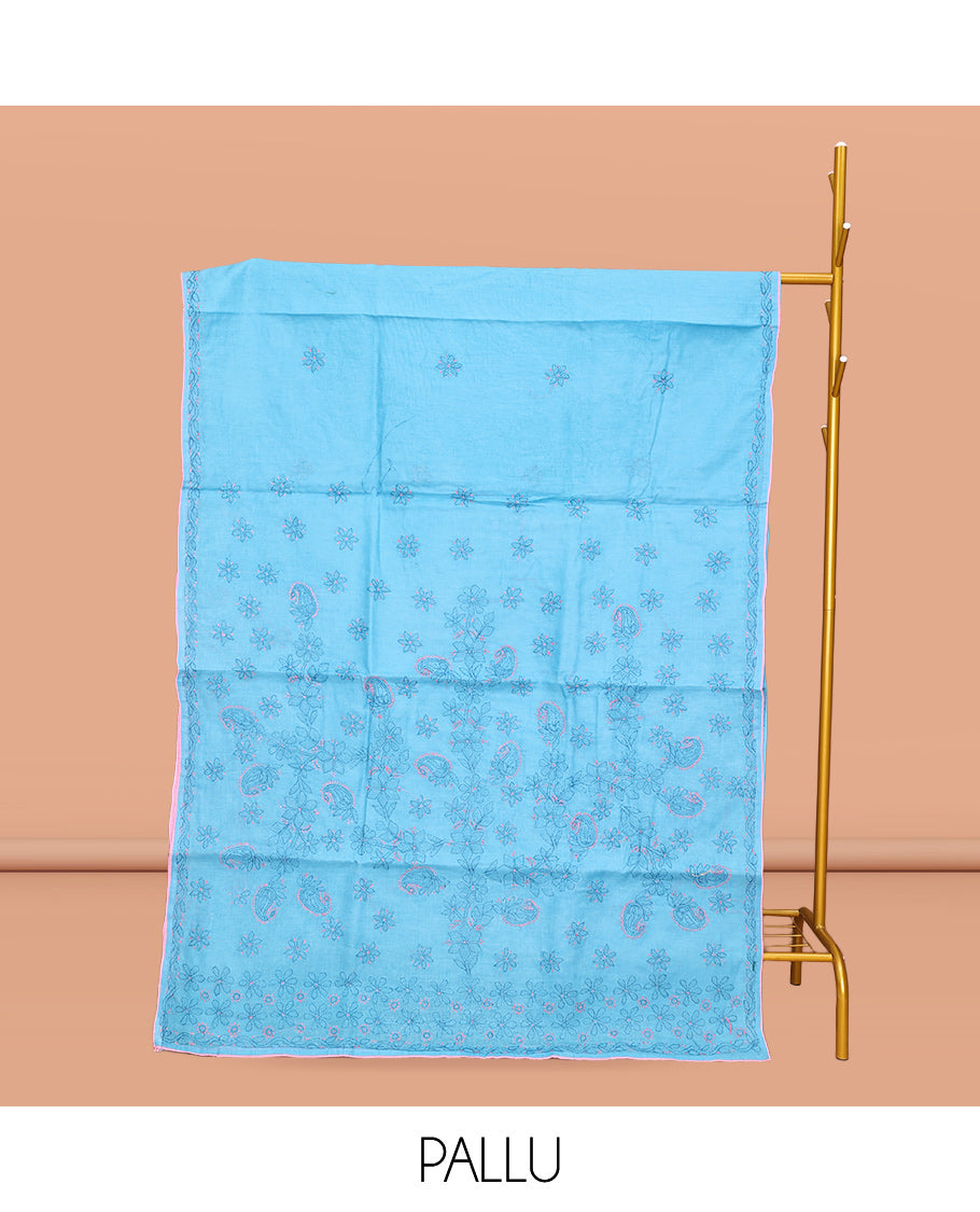 Blue Lucknowi Chikankari Saree