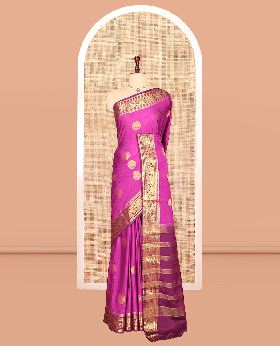 Vadamalli Elephant Buttas Fancy Mysore Silk Saree, Contrast Elephant Border, Contrast Blouse
