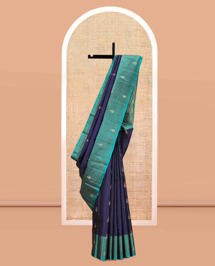 Blue Stripes Mayuri Lite Silk Mix Saree