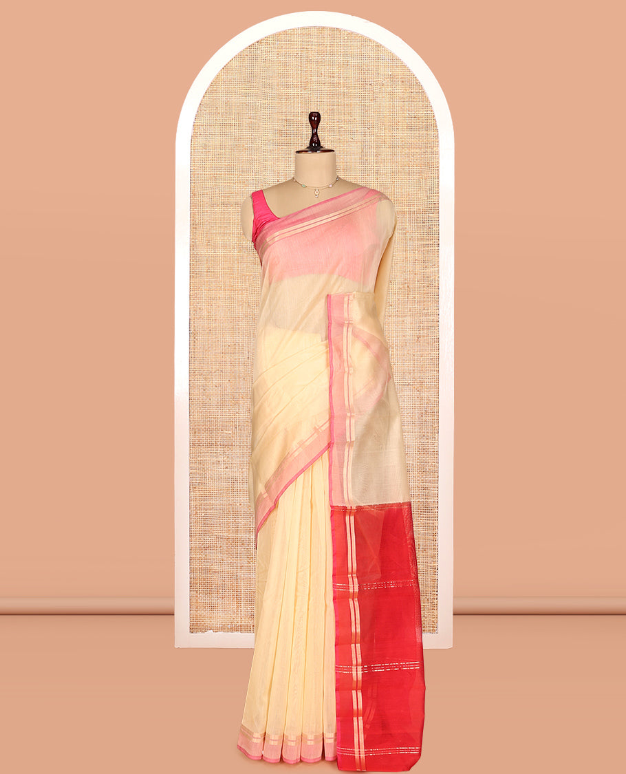 Sandal Plain Silk Cotton Saree