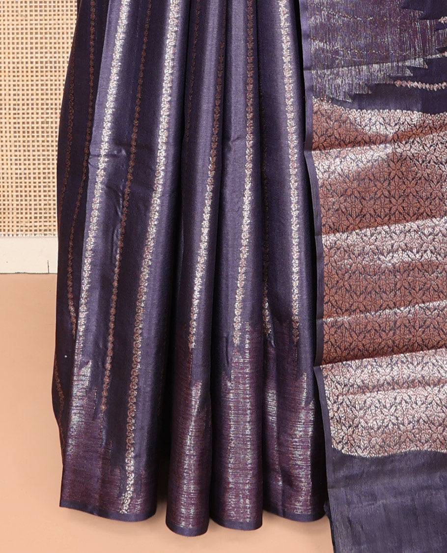 Grey Tussar Silk Saree
