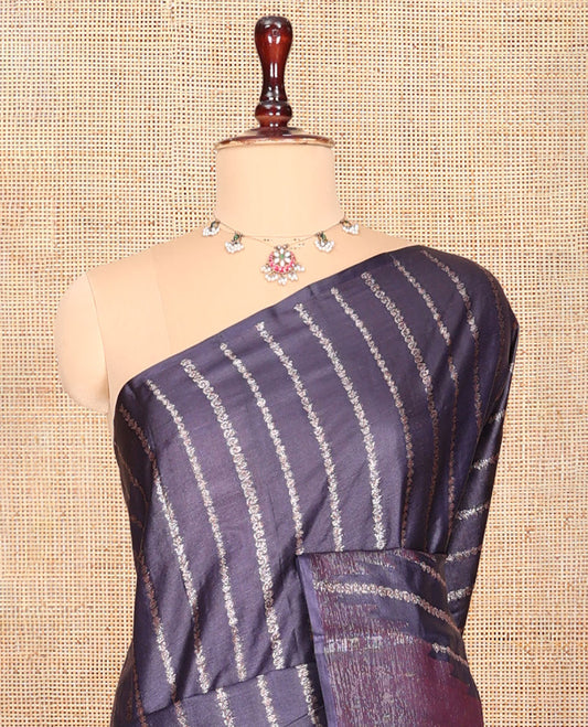 Grey Tussar Silk Saree