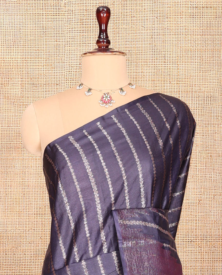 Grey Tussar Silk Saree