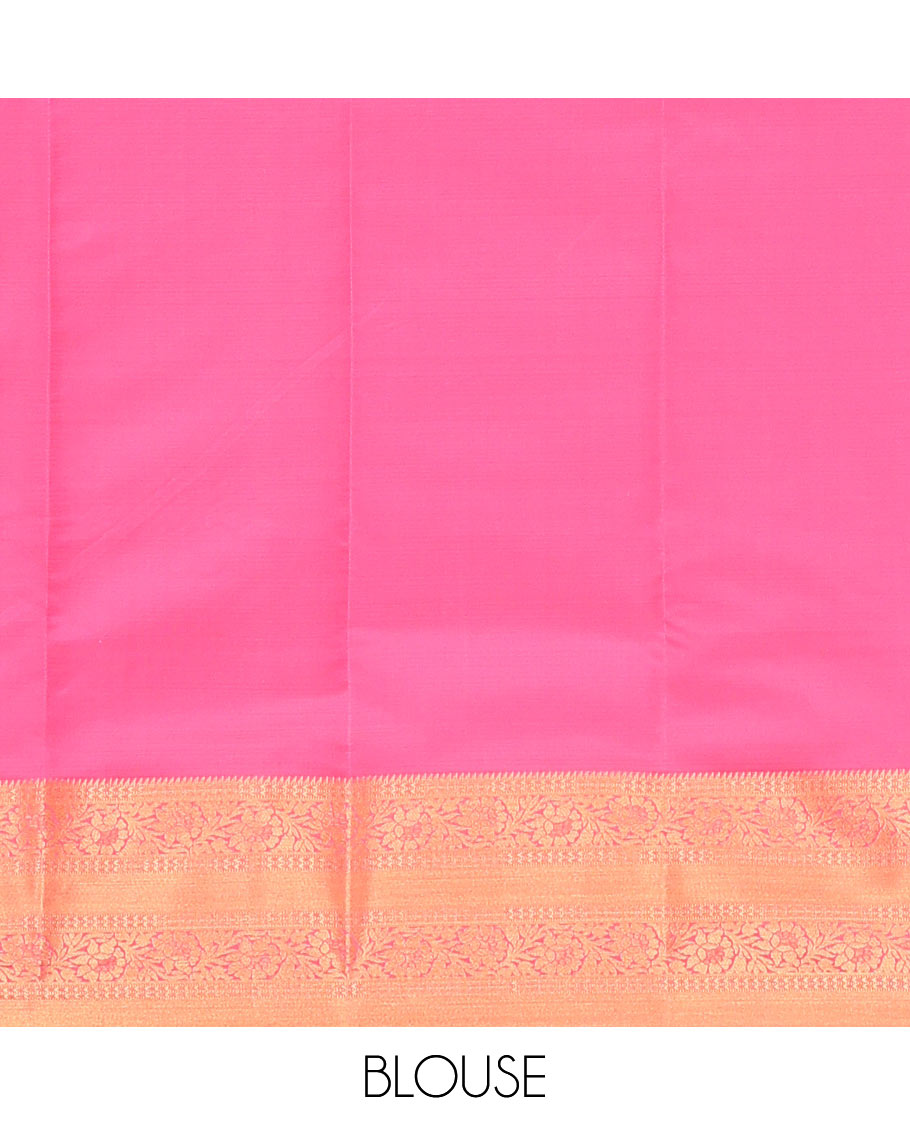 Brown Vasundhara Lite Silk Mix Saree Spotlighted with Zari Buttas, Featuring a Contrasting Zari-Woven Border with Rekku, Muthu, Kathir, and Kodi Visiry Designs, a Delicately Woven Pallu with Kodi Visiry Design, Paired with a Contrast Blouse