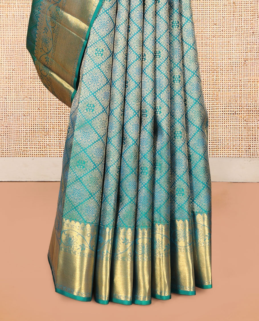 Peacock Blue Kanchipuram Wedding Silk Saree