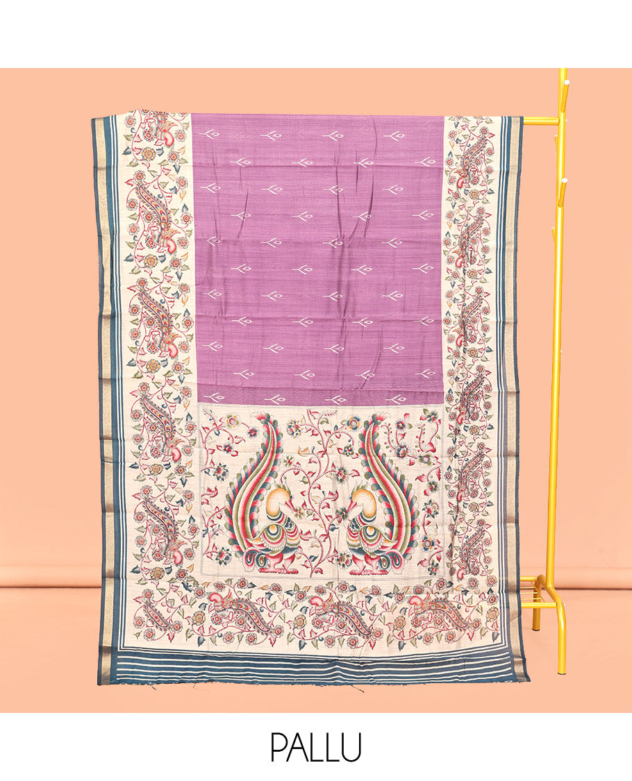 Brown Mul Mul Cotton Saree, Decked Up with Floral-Ogee Print, a Floral Border, Floral-Printed Pallu, and a Matching Blouse
