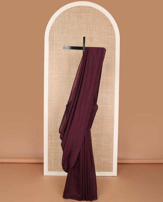 Borderless violet kamala silk saree with contrast floral vine design blouse