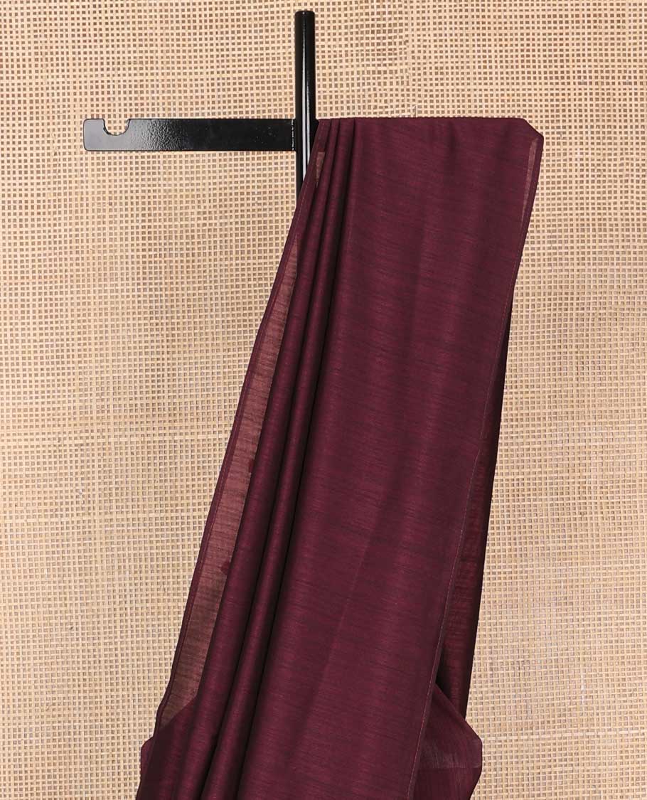 Borderless violet kamala silk saree with contrast floral vine design blouse