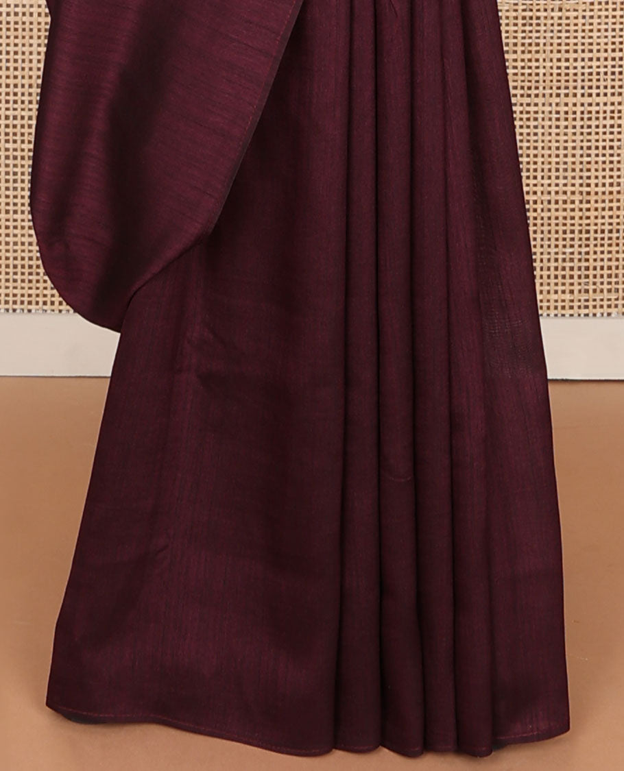 Borderless violet kamala silk saree with contrast floral vine design blouse