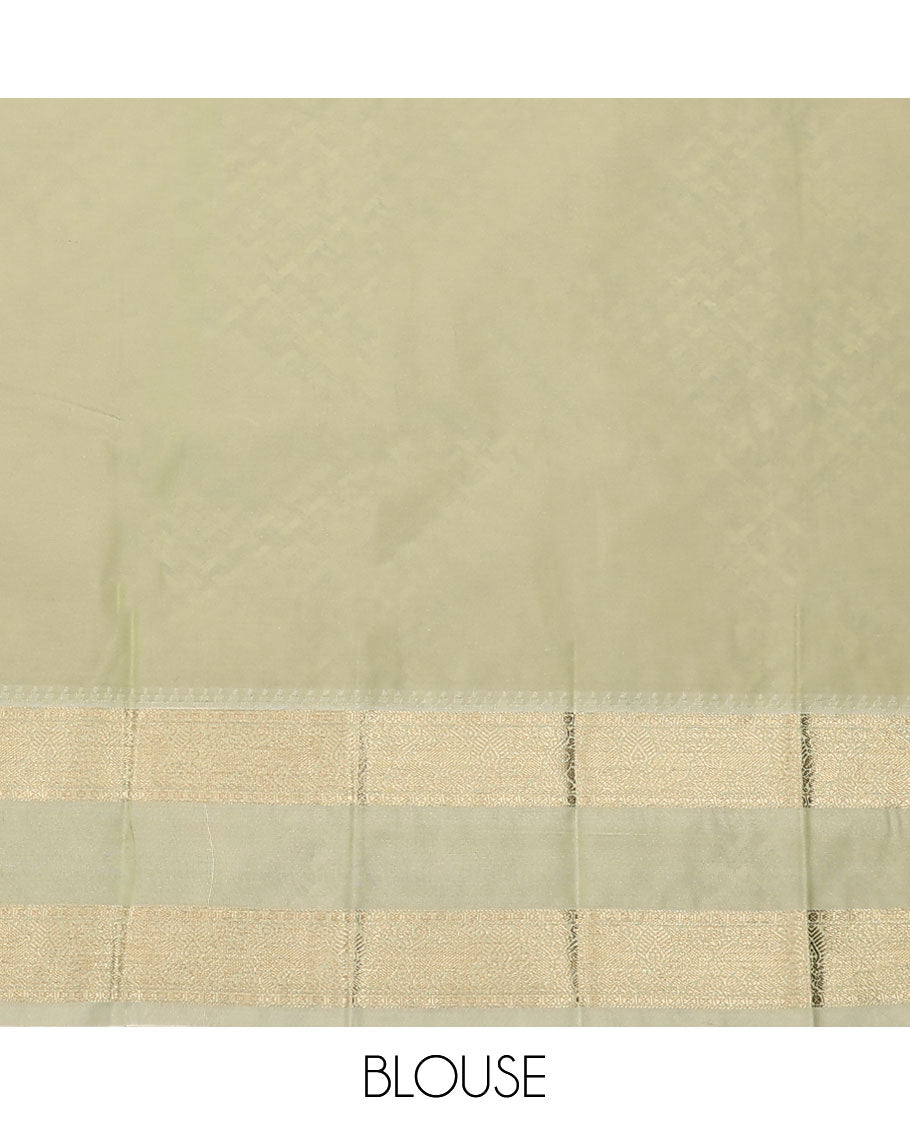 Red stripes, and zari buttas budget silk saree, contrast rettai pettu traditional zari border, and intricate pallu