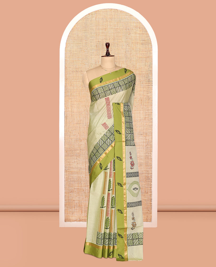 Pale Green Chirala Cotton Saree