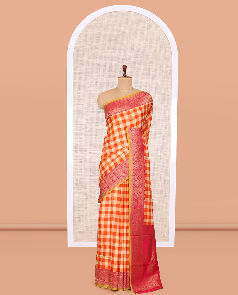 Orange Fancy Mysore Silk Saree