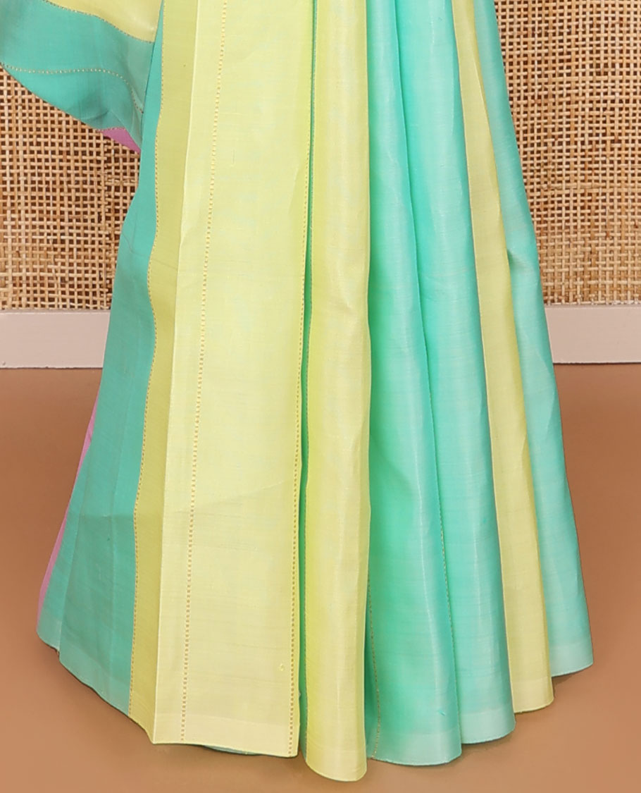 Borderless multi-color striped kancheepuram silk saree with pallu of stripes