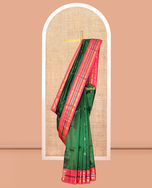 Green Paisley Kuppadam Silk Saree