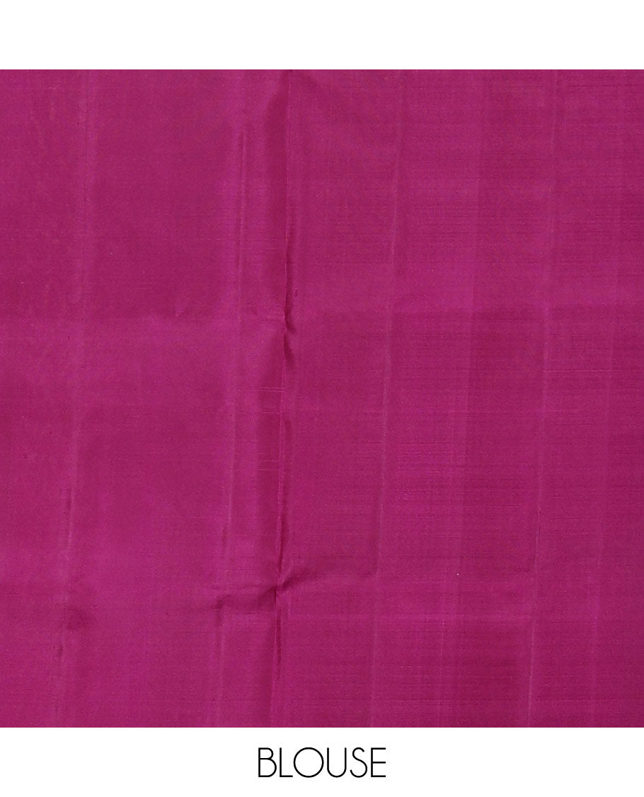 Borderless blue zari buttas soft silk saree, contrast pallu of diagonal stripes