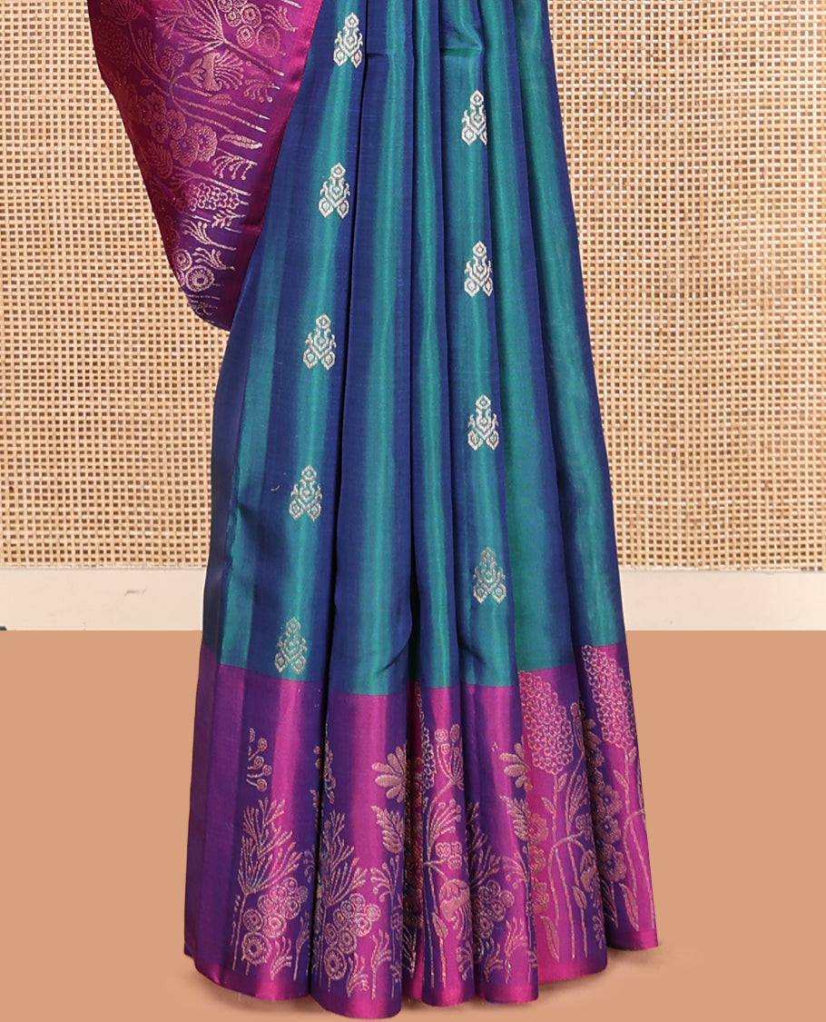 Blue Mayuri Lite Silk Mix Saree