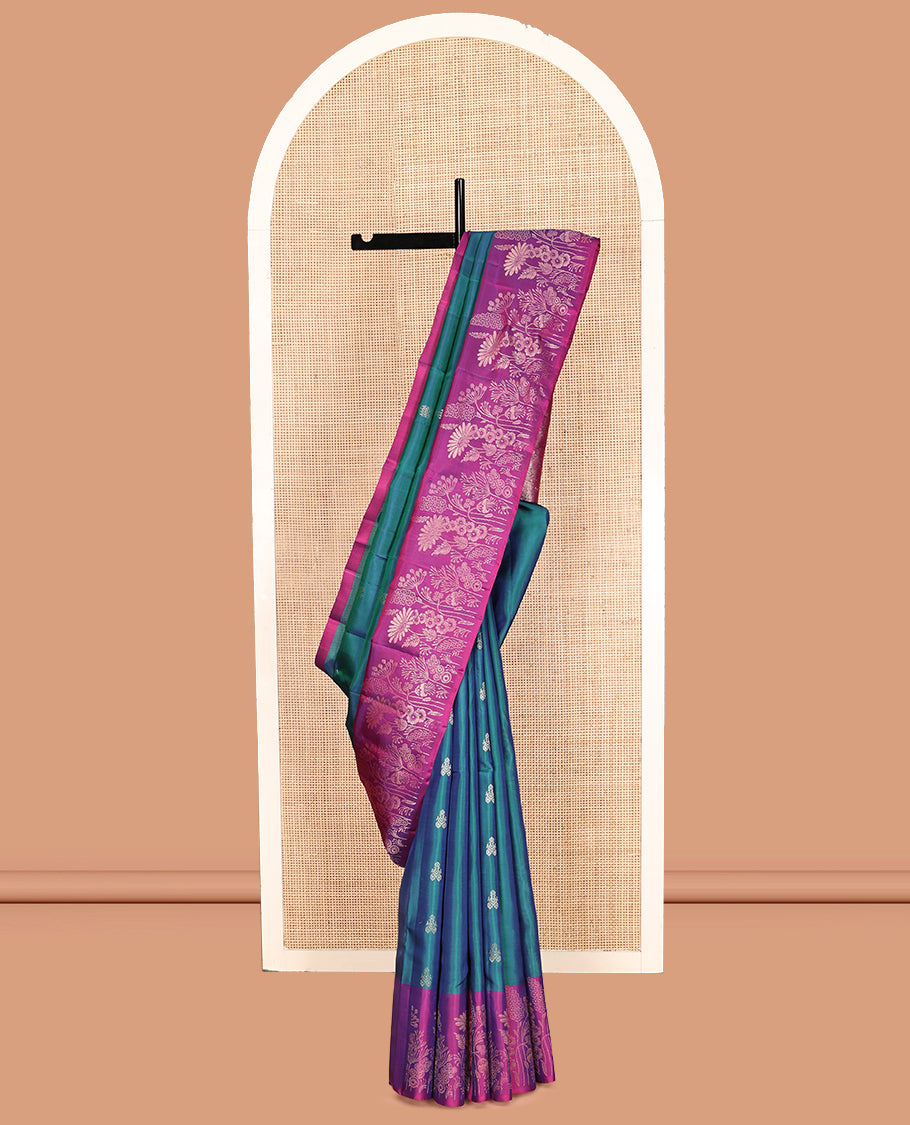 Blue Mayuri Lite Silk Mix Saree