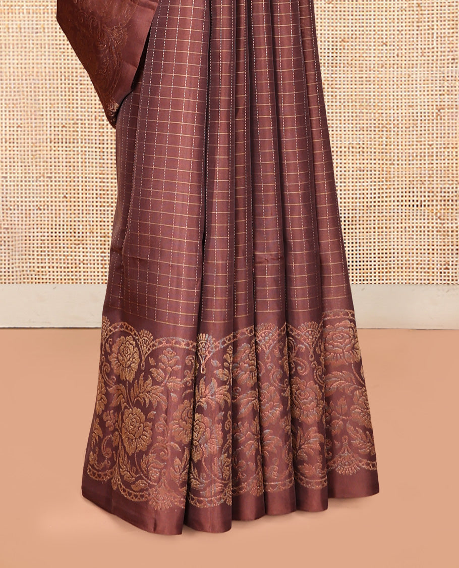 Brown Mayuri Lite Silk Mix Saree