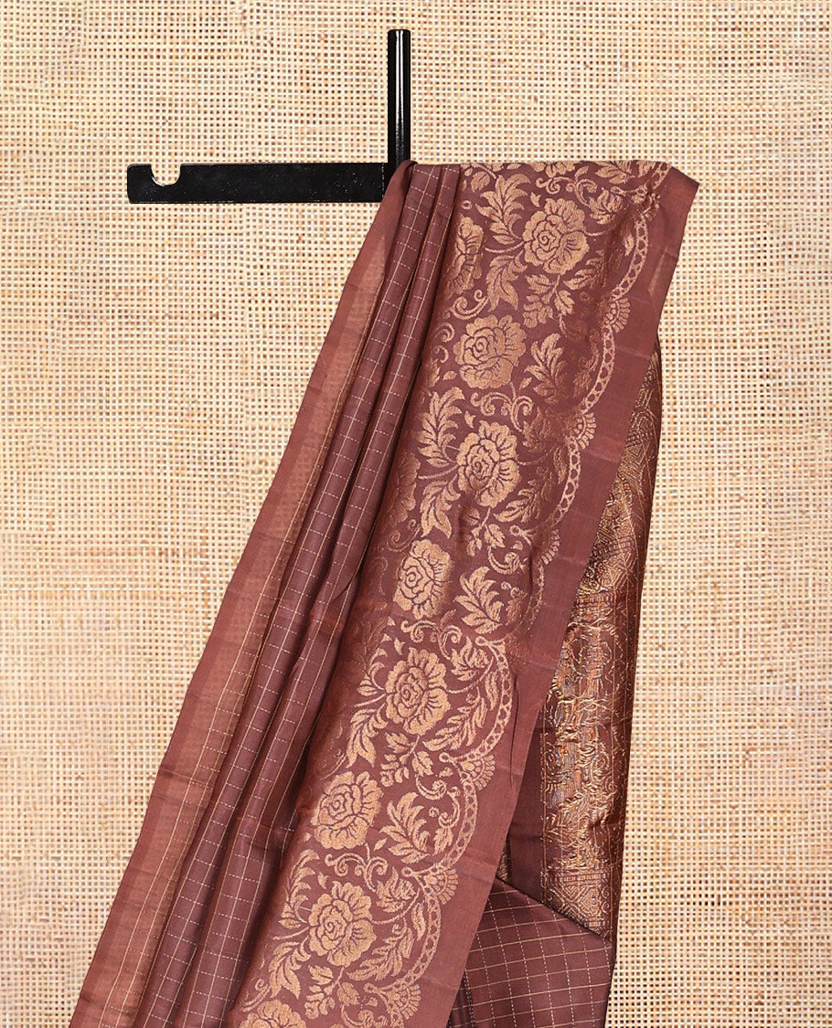 Brown Mayuri Lite Silk Mix Saree