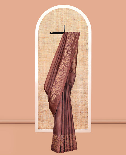 Brown Mayuri Lite Silk Mix Saree