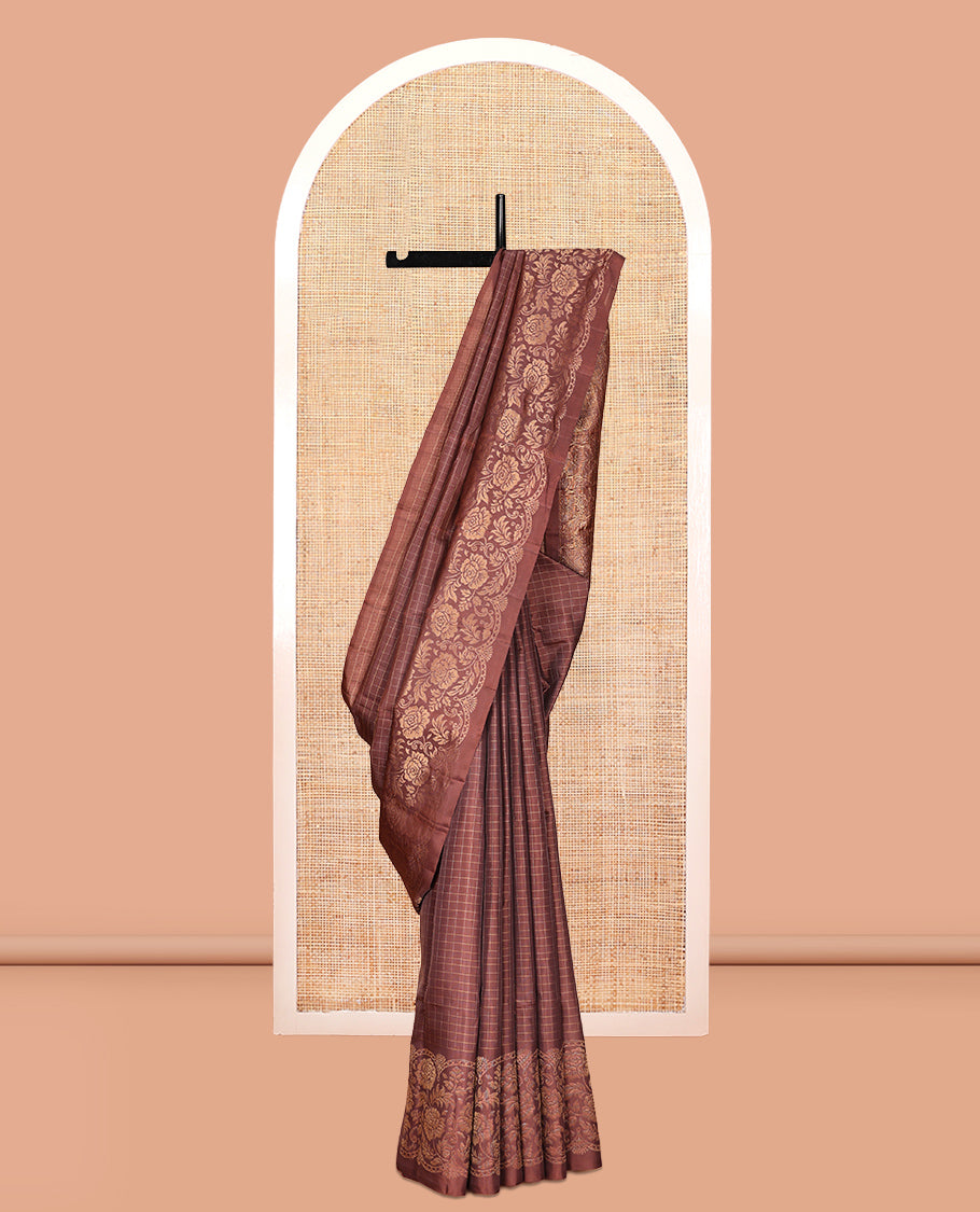 Brown Mayuri Lite Silk Mix Saree