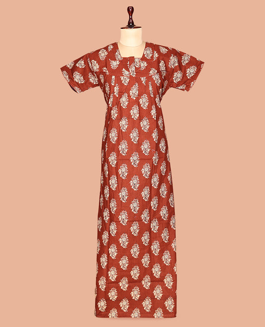 Terracotta Cotton-Blended Nighty