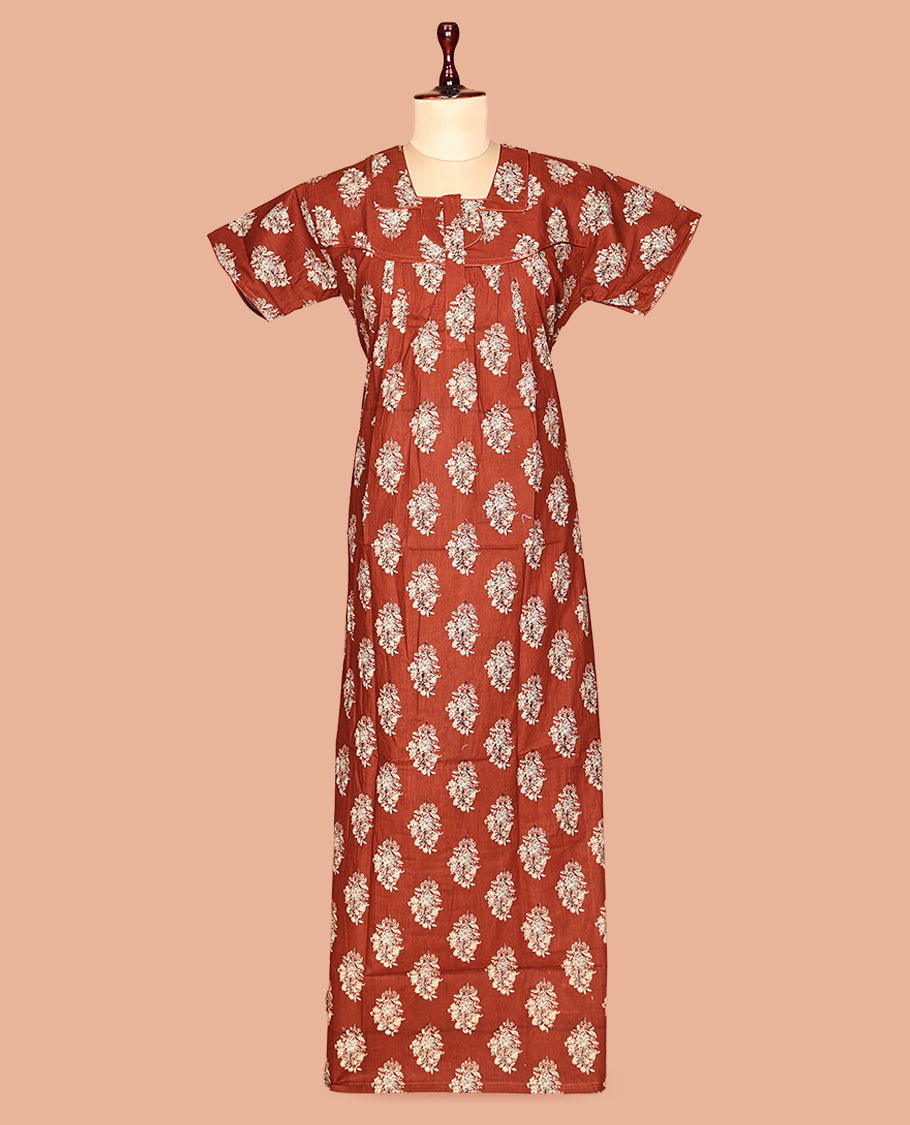 Terracotta Cotton-Blended Nighty