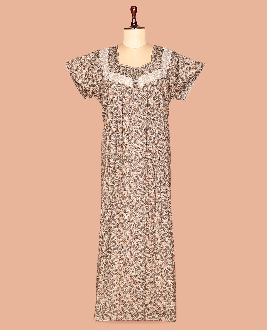 Sandal Half Sleeves Cotton-Blended Nighty