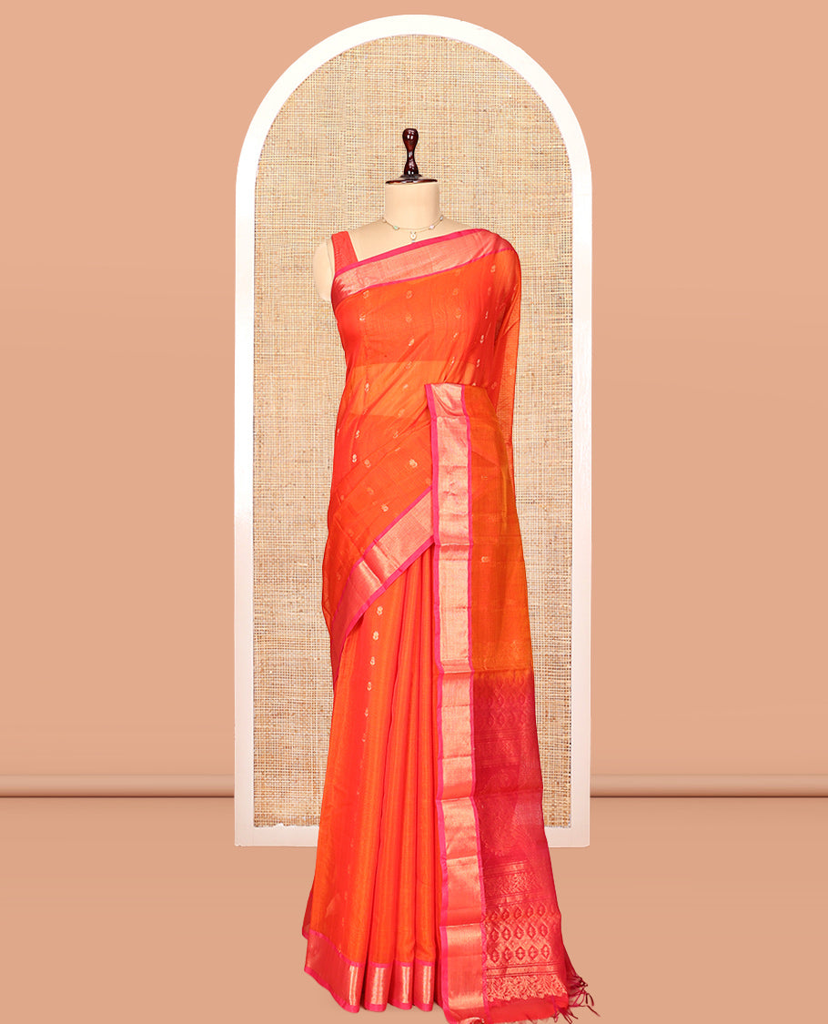 Orange Intricate Design Silk Cotton Saree