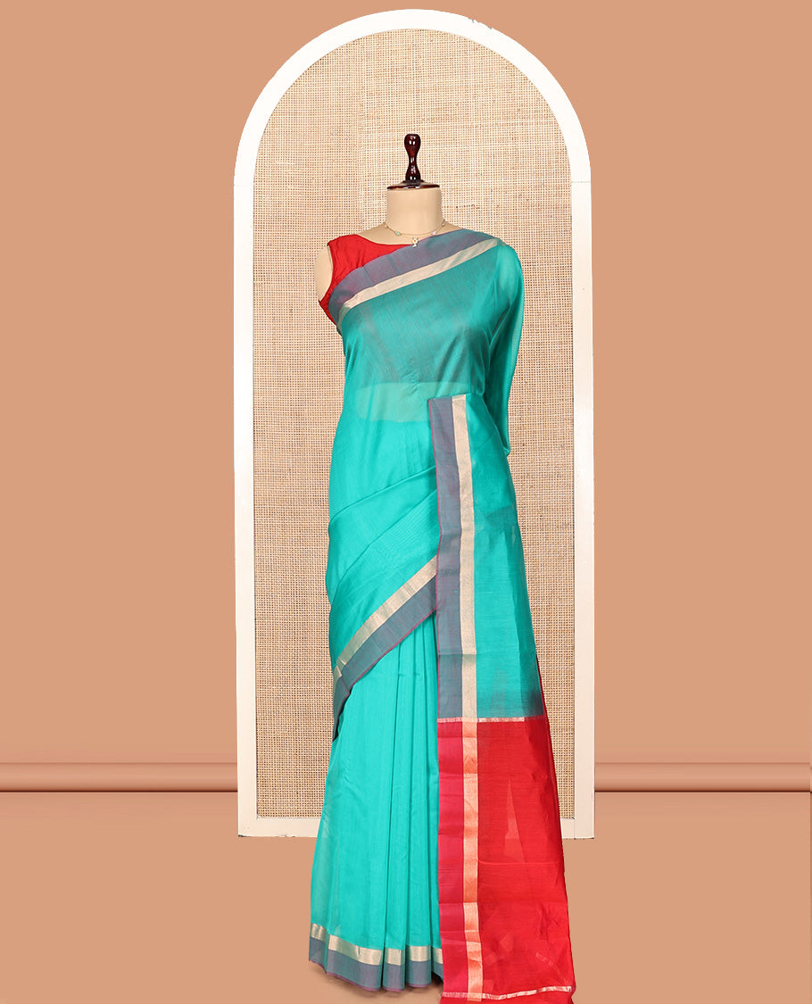 Green Plain Silk Cotton Saree
