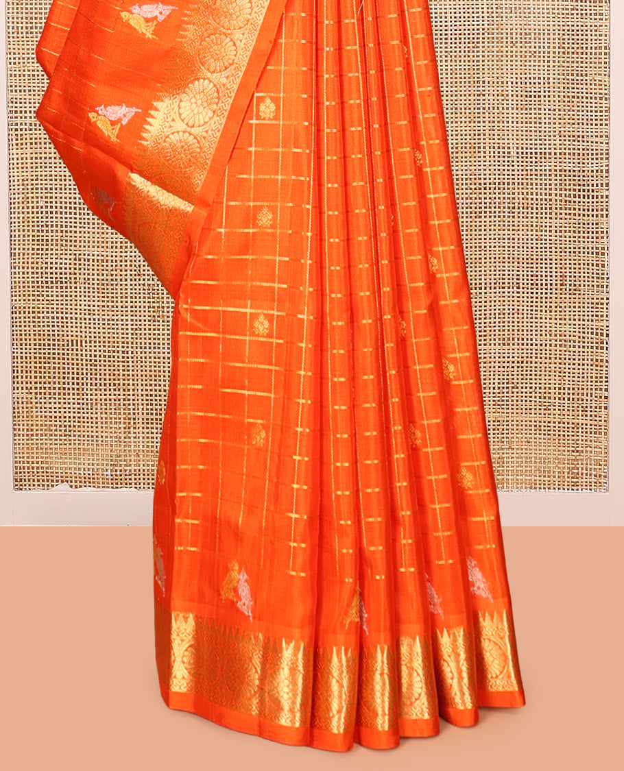 Orange Venkatagiri Silk Saree