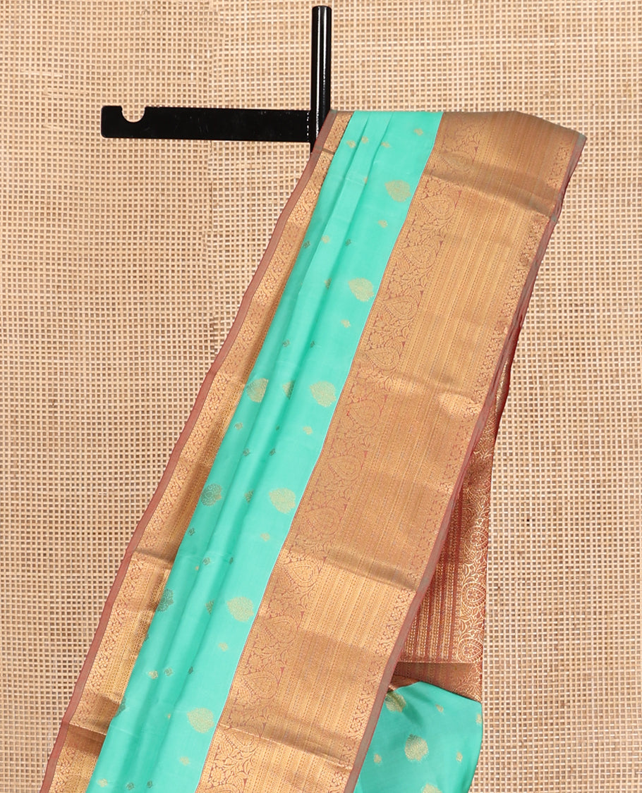 Blue Vasundhara Lite Silk Mix Saree, Embellished with Zari Buttas, a Contrast Traditional Zari Border, Grandly Decked Up Pallu, and a Contrast Blouse