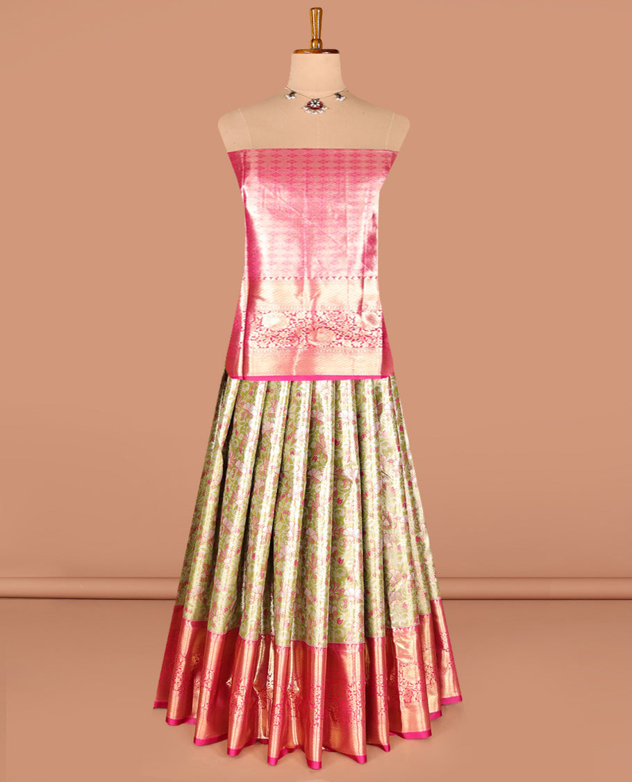 Green Art Silk Half-Saree